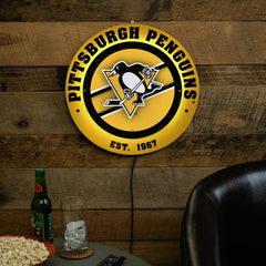 Pittsburgh Penguins, Metal Lite, Round - NHL