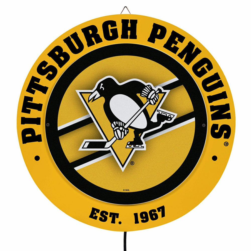 Pittsburgh Penguins, Metal Lite, Round - NHL