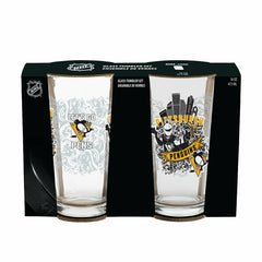 Pittsburgh Penguins 16oz Glass pint, Set of 2 - NHL Home