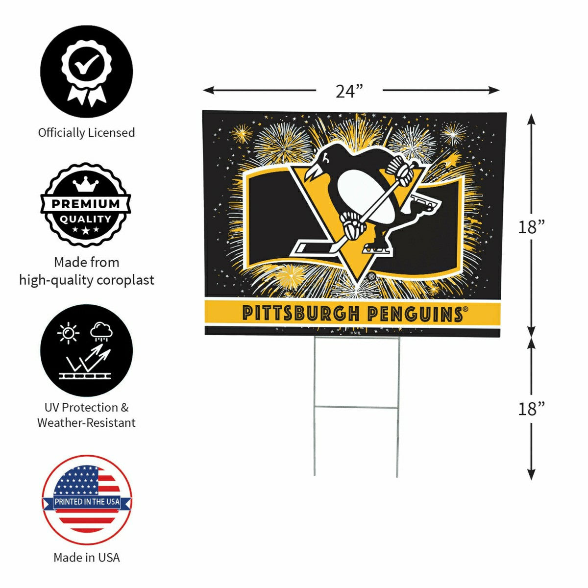 Pittsburgh Penguins Yard Sign, Patriotic - NHL Home