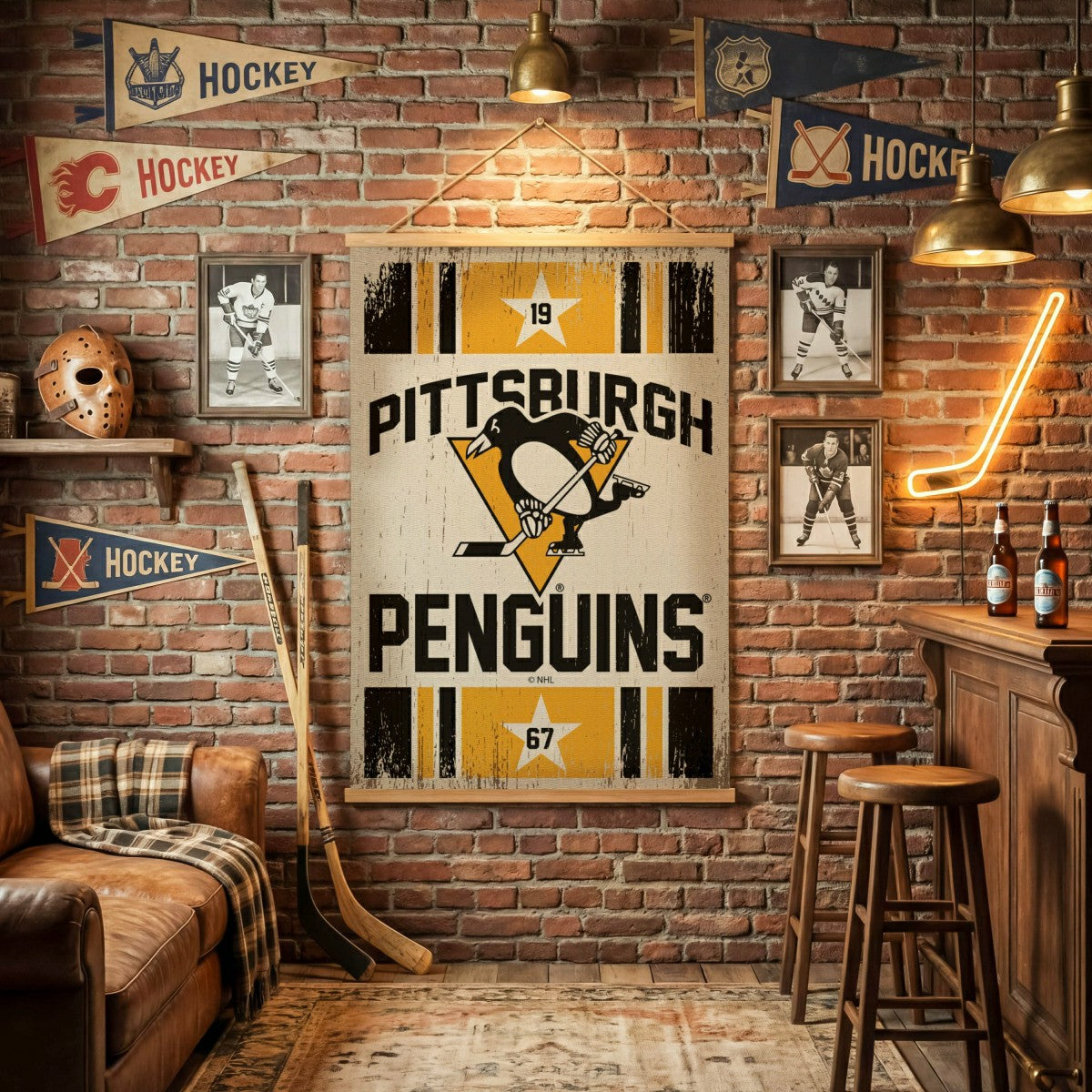 Pittsburgh Penguins, Canvas Wall Tapestry, Large, 54x36 - NHL Home