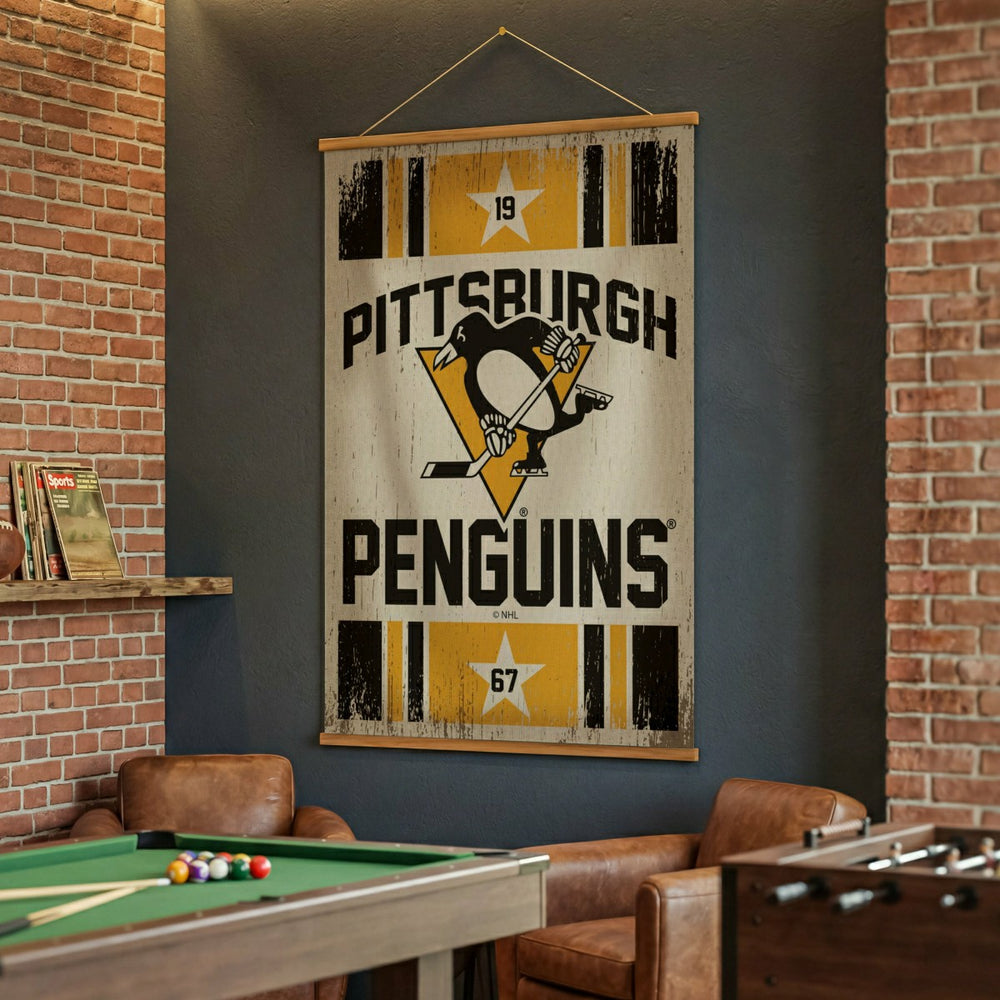 Pittsburgh Penguins, Canvas Wall Tapestry, Large, 54x36 - NHL Home