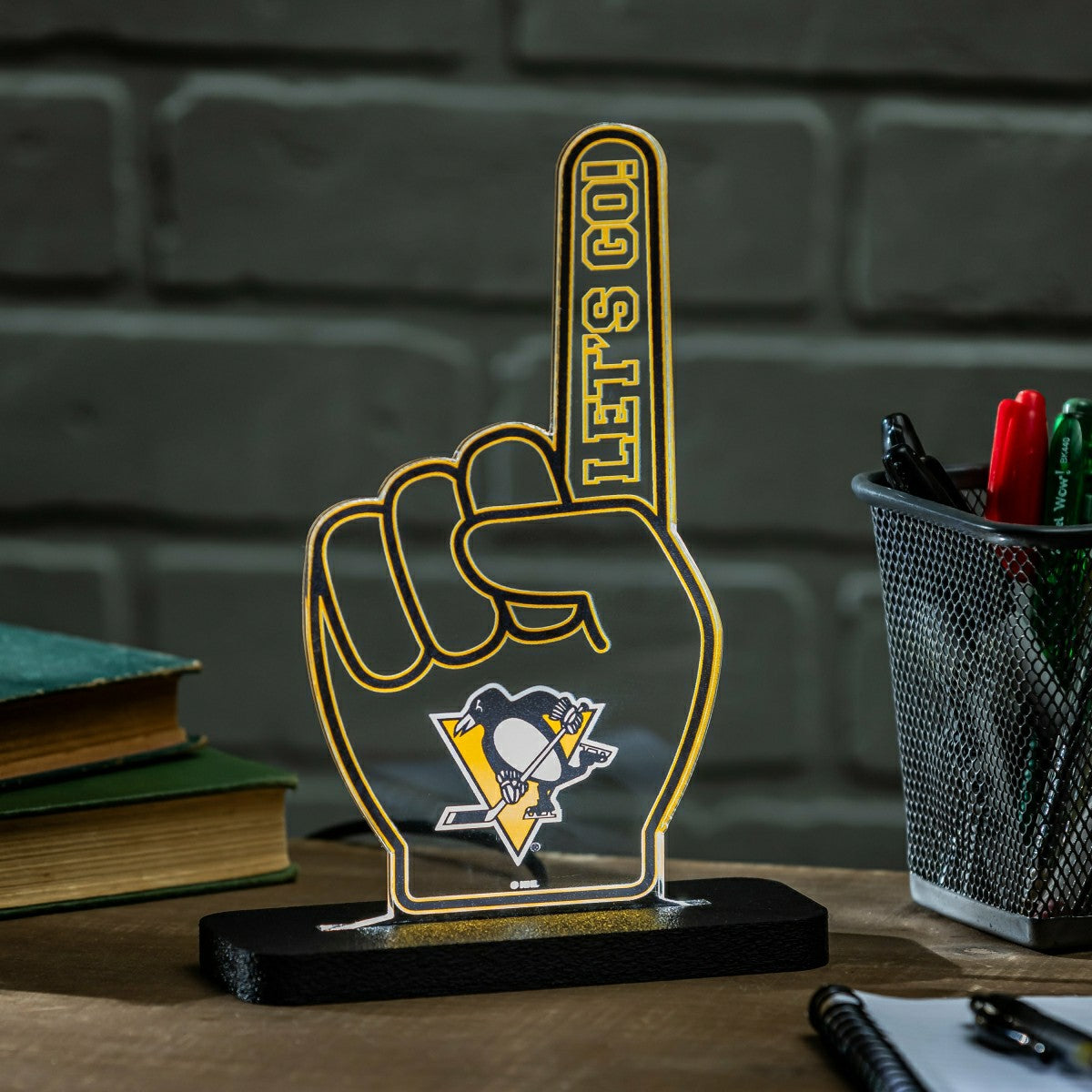 Pittsburgh Penguins Hockey Foam Finger Desklite LED Decor - NHL Home