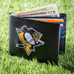 Pittsburgh Penguins Black Bi-Fold Embroidered Wallet w/ RFID Blocking - NHL Home