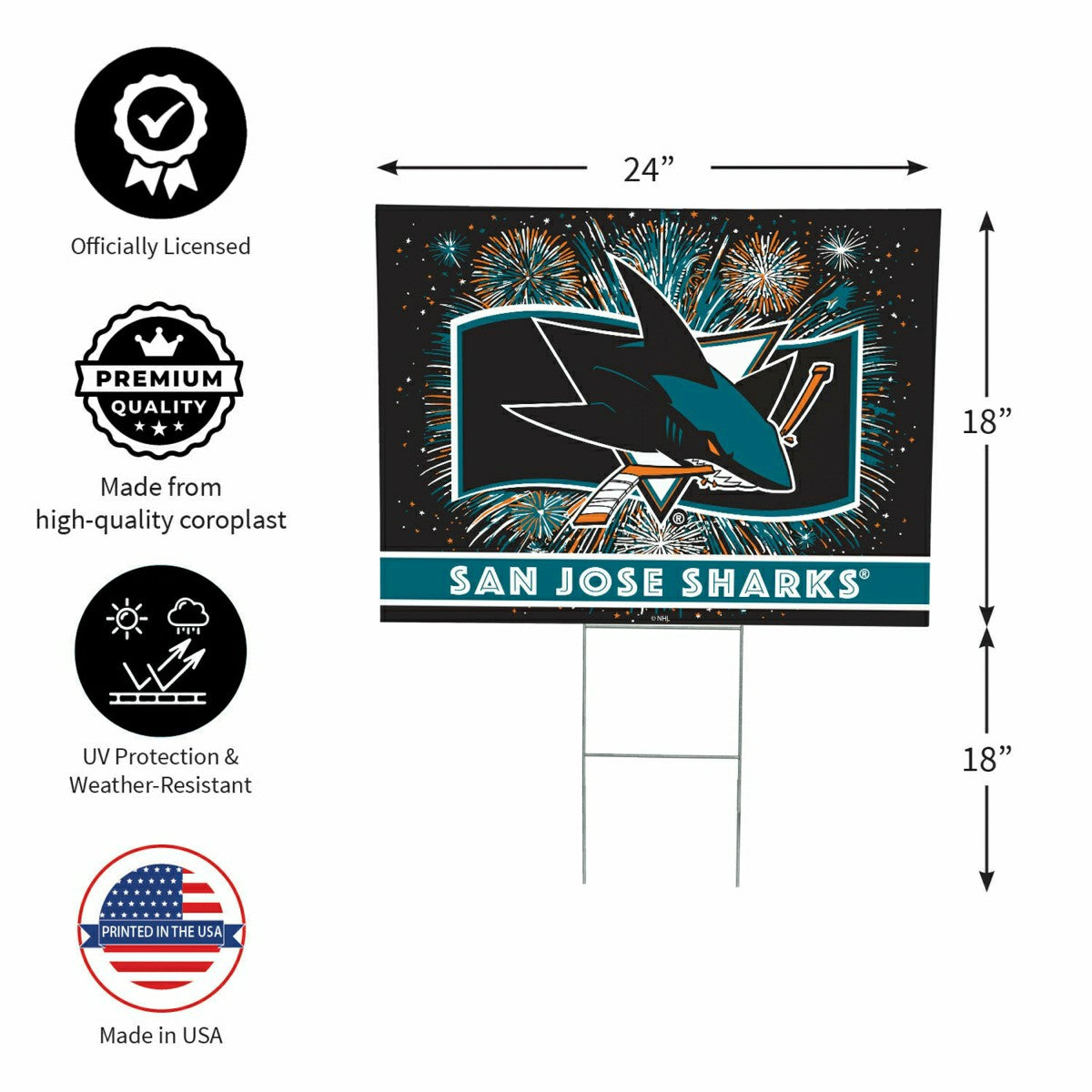 San Jose Sharks Yard Sign, Patriotic - NHL Home