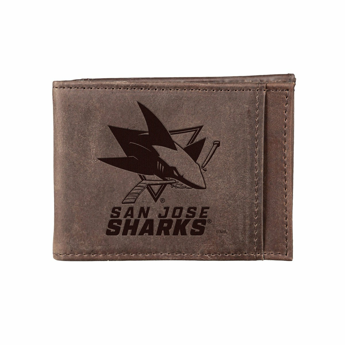 Front Pocket Wallet w/ RFID Blocking, San Jose Sharks, Brown - NHL Home
