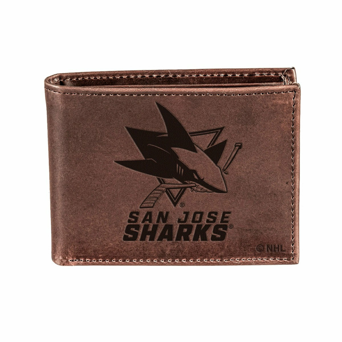 San Jose Sharks, Bi-Fold Wallet, Brown, CH, 100% Genuine Leather - NHL Home