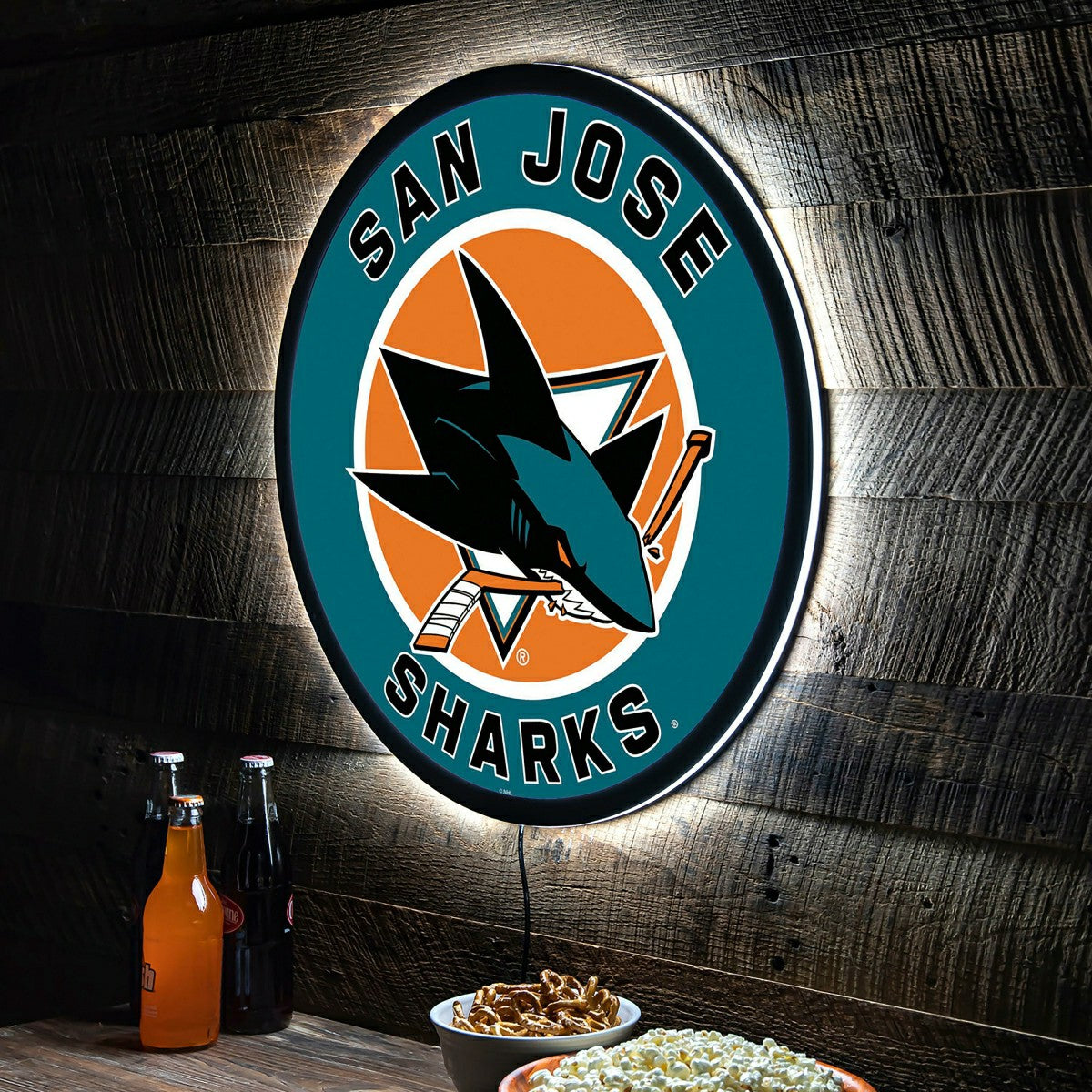 LED Wall Decor, Round, San Jose Sharks - NHL Home
