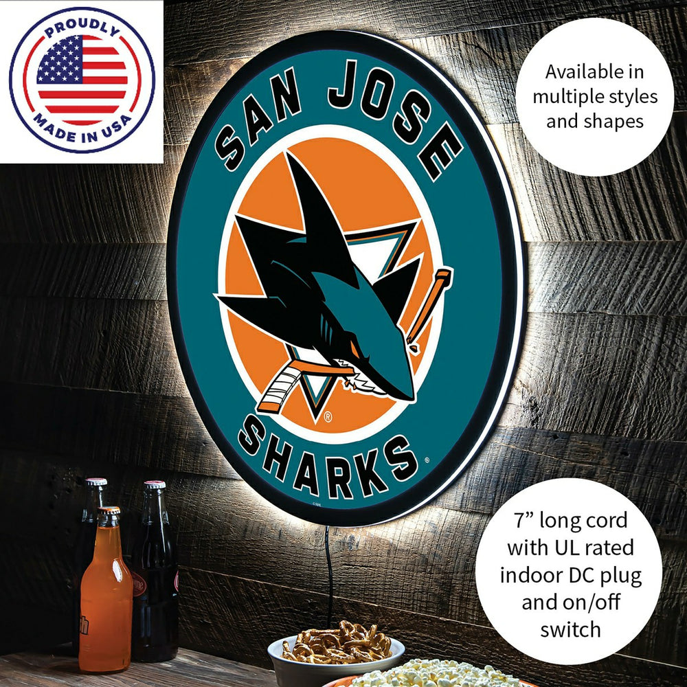 LED Wall Decor, Round, San Jose Sharks - NHL Home