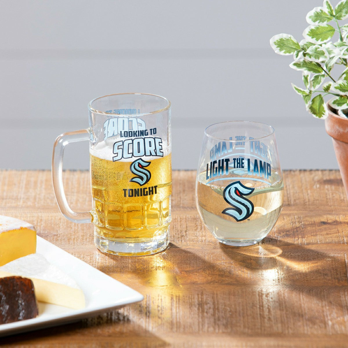 Stemless 17OZ Glass & Tankard 16OZ Gift Set, Seattle Kraken - NHL Home