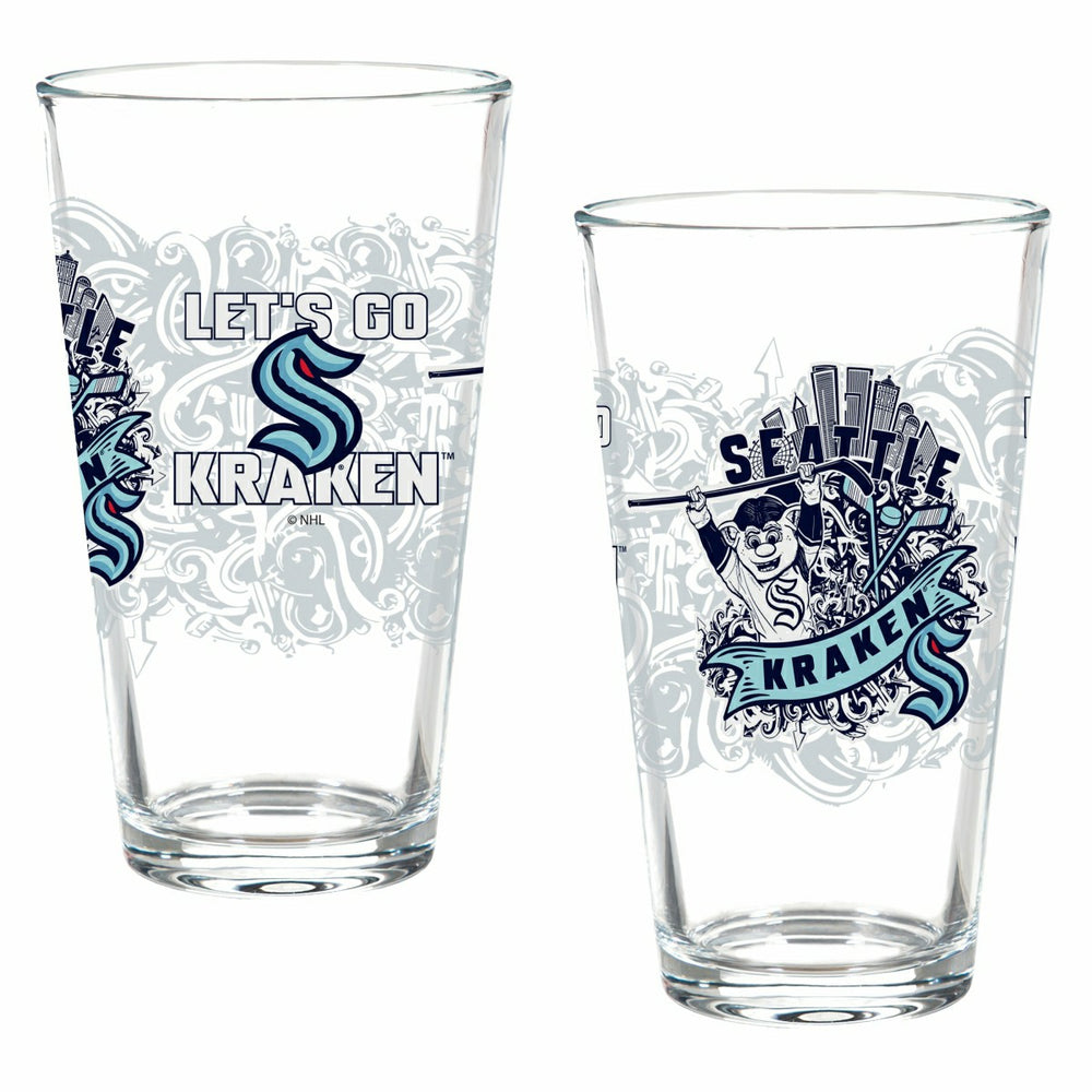 Seattle Kraken 16oz Glass pint, Set of 2 - NHL Home