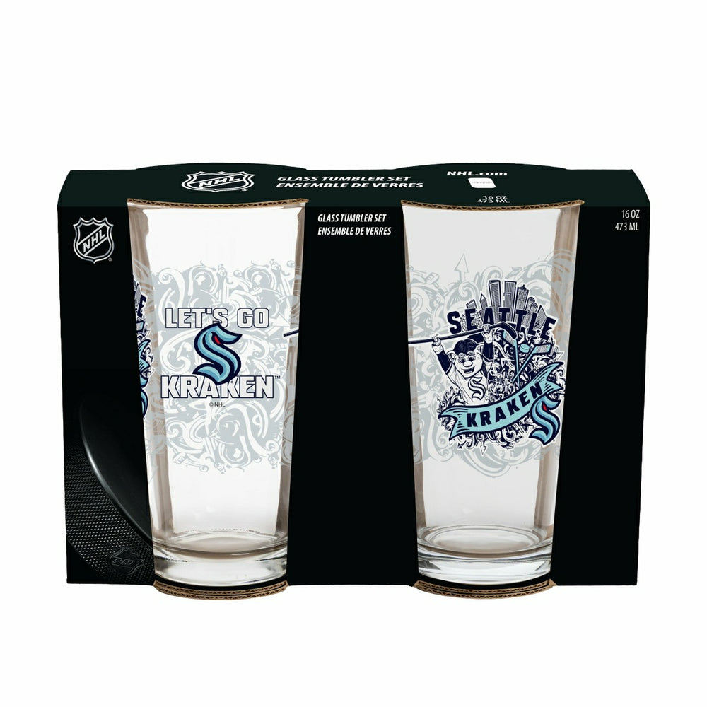 Seattle Kraken 16oz Glass pint, Set of 2 - NHL Home