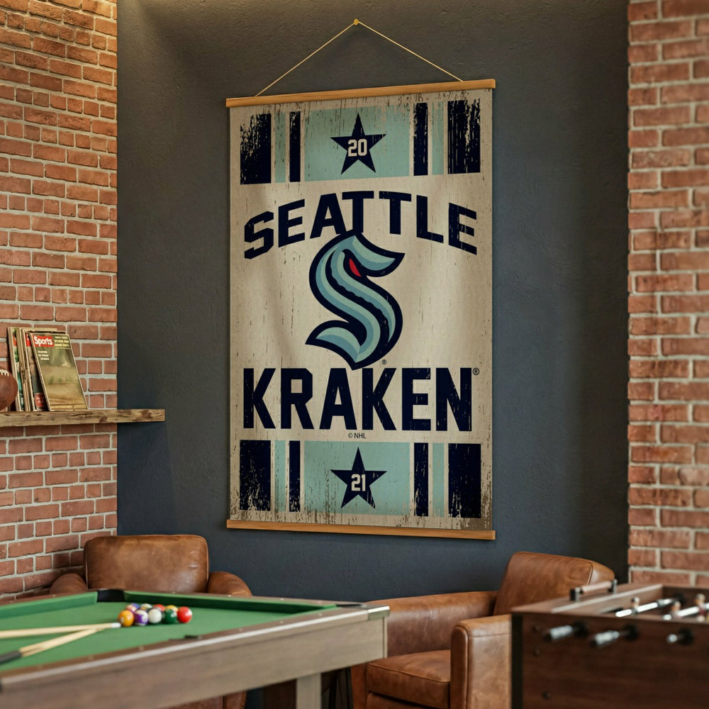 Seattle Kraken, Canvas Wall Tapestry, Large, 54x37 - NHL Home