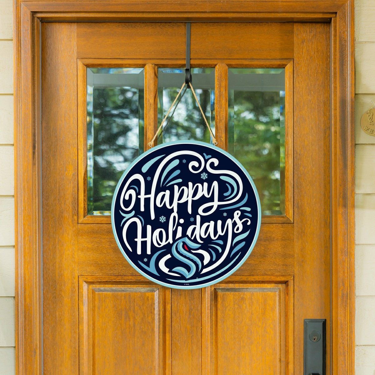 Seattle Kraken Holiday Round Door Décor with Hanging Rope, 18x18 - NHL Home