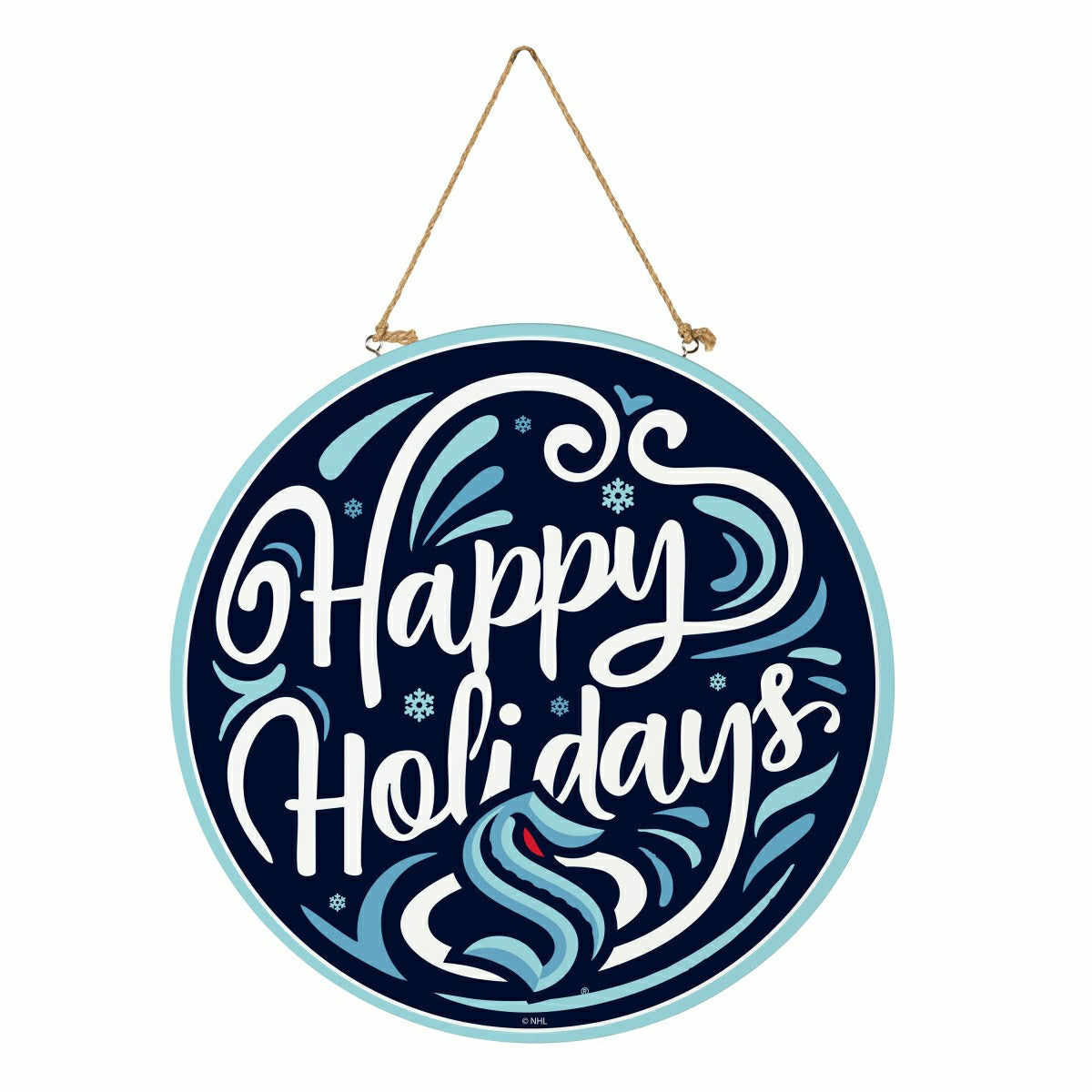 Seattle Kraken Holiday Round Door Décor with Hanging Rope, 18x18 - NHL Home