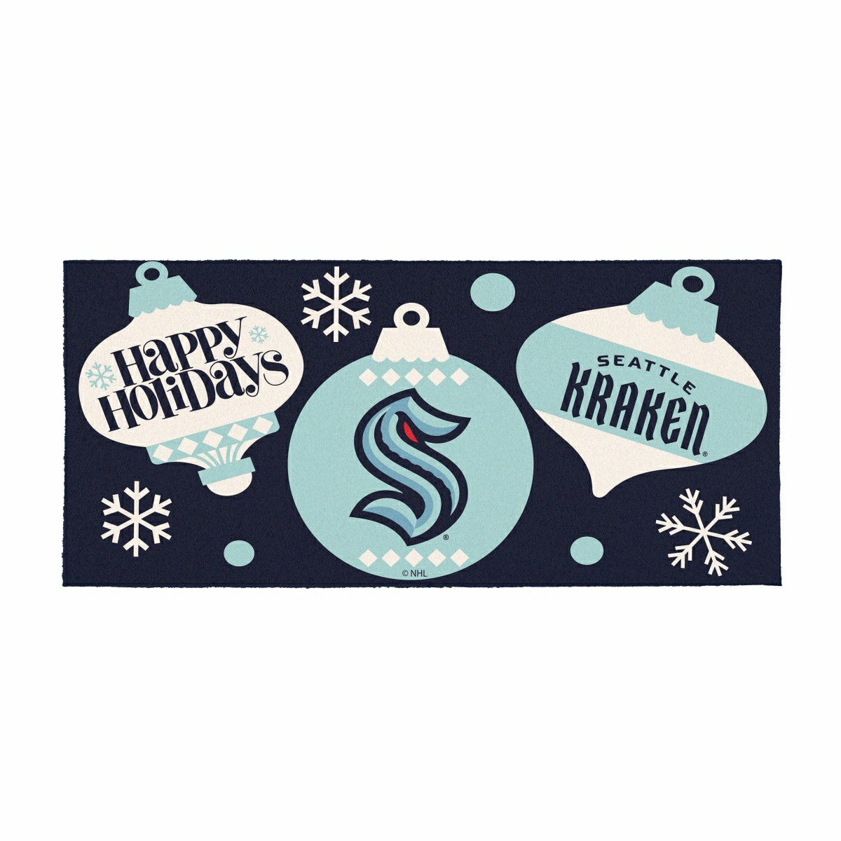 Seattle Kraken Holiday Flocked Coir Sassafras Switch Mat, 22"x10" - NHL
