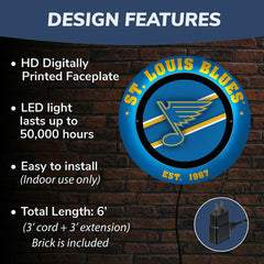 St Louis Blues, Metal Lite, Round - NHL
