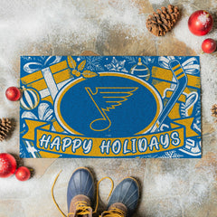St Louis Blues Holiday PVC Mat, 28"x16" - NHL