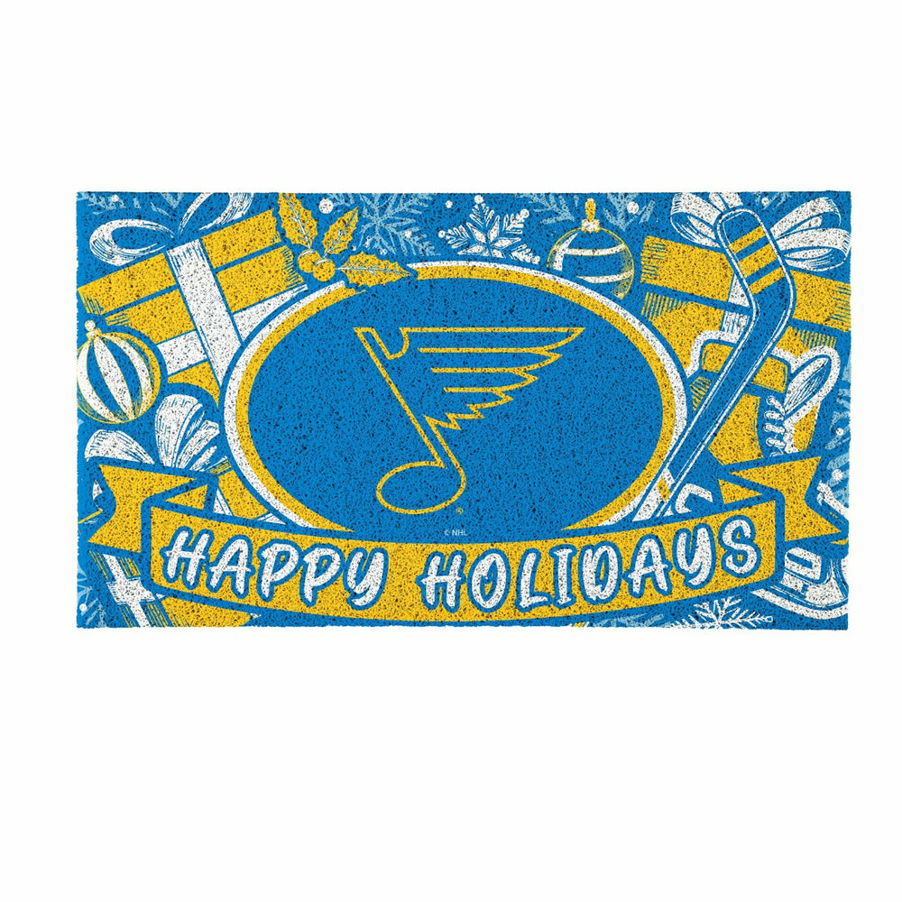St Louis Blues Holiday PVC Mat, 28"x16" - NHL