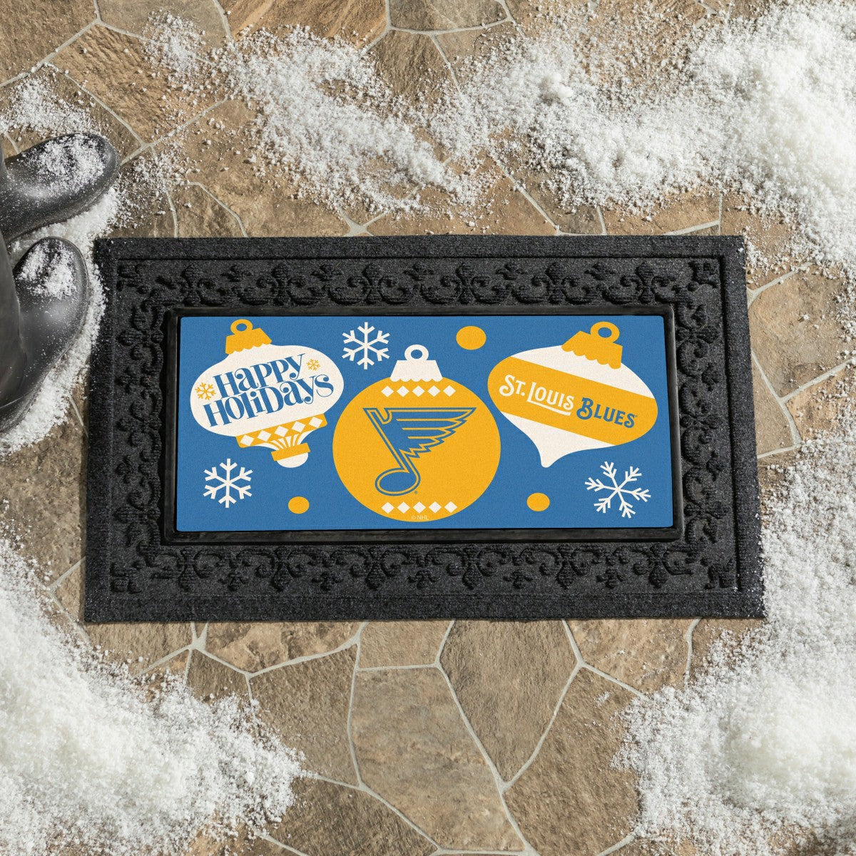 St Louis Blues Holiday Flocked Coir Sassafras Switch Mat, 22"x10" - NHL