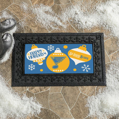 St Louis Blues Holiday Flocked Coir Sassafras Switch Mat, 22"x10" - NHL
