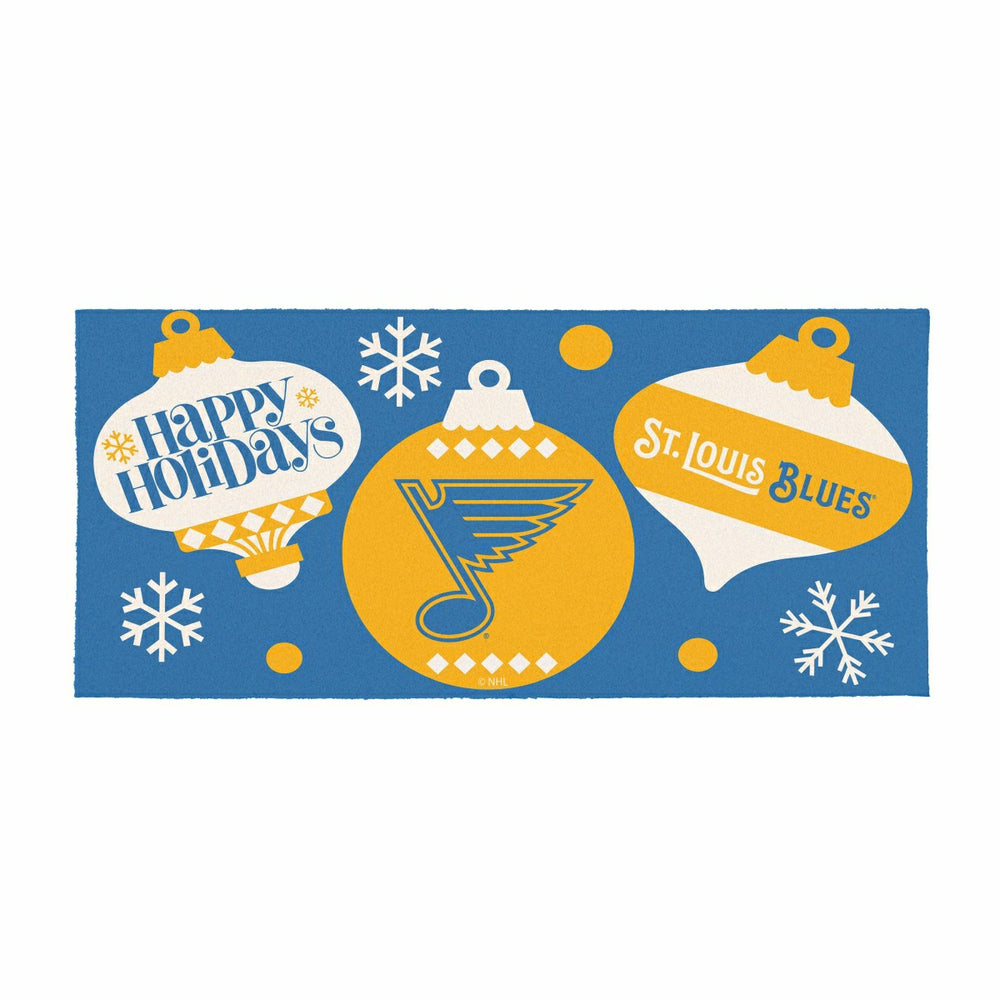 St Louis Blues Holiday Flocked Coir Sassafras Switch Mat, 22"x10" - NHL