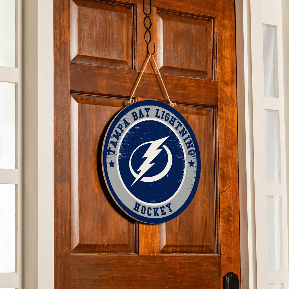 Tampa Bay Lightning Round Door Décor with Hanging Rope, 18x18 - NHL Home