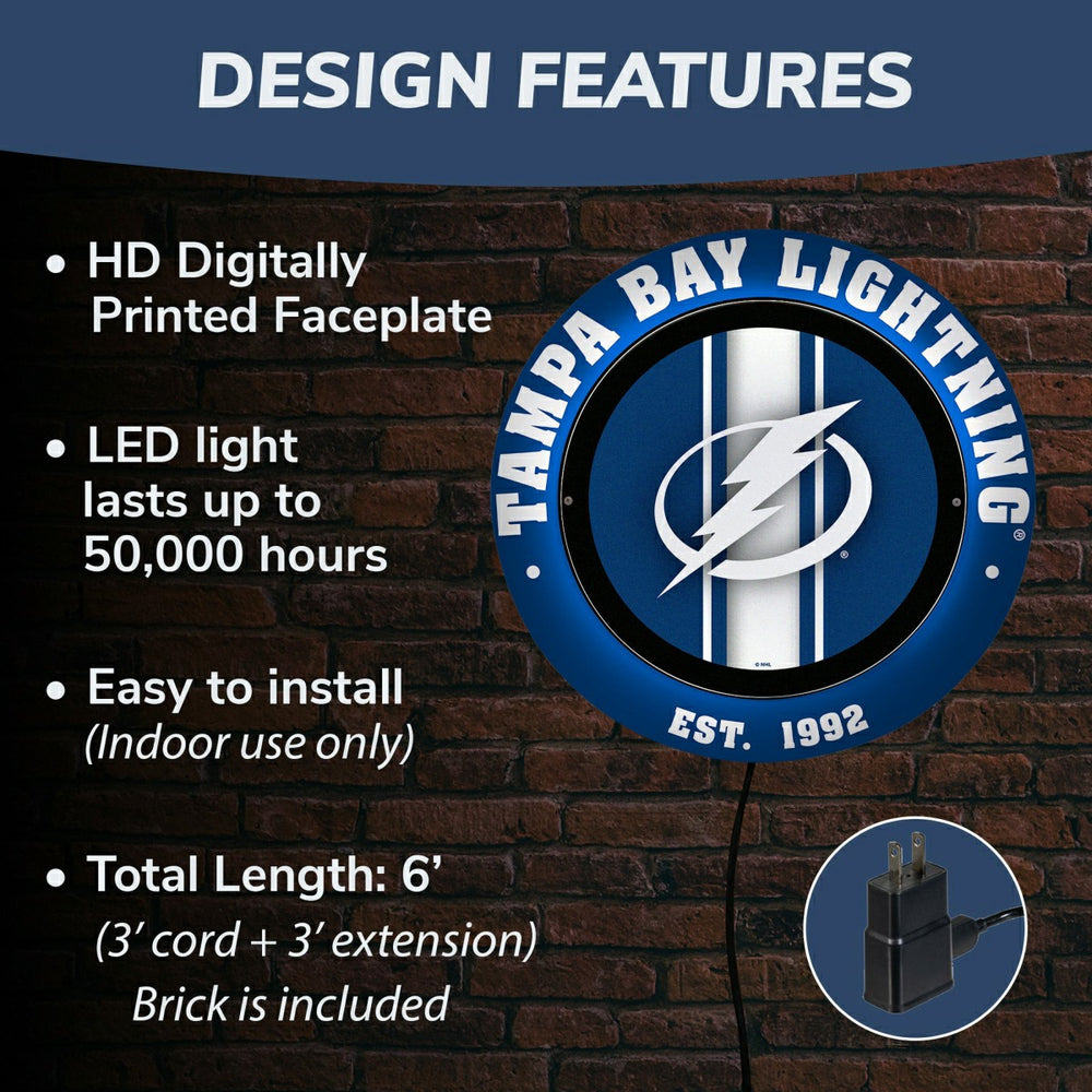 Tampa Bay Lightning, Metal Lite, Round - NHL