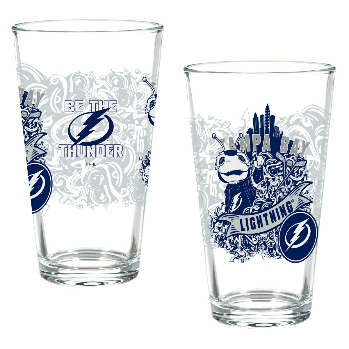 Tampa Bay Lightning 16oz Glass pint, Set of 2 - NHL Home