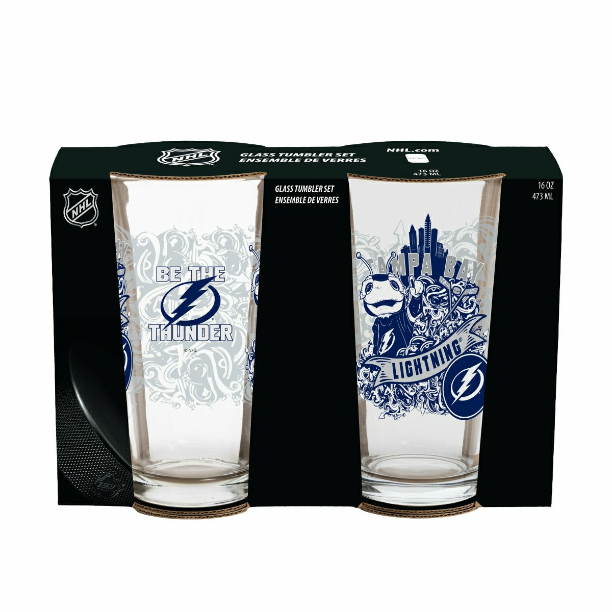 Tampa Bay Lightning 16oz Glass pint, Set of 2 - NHL Home