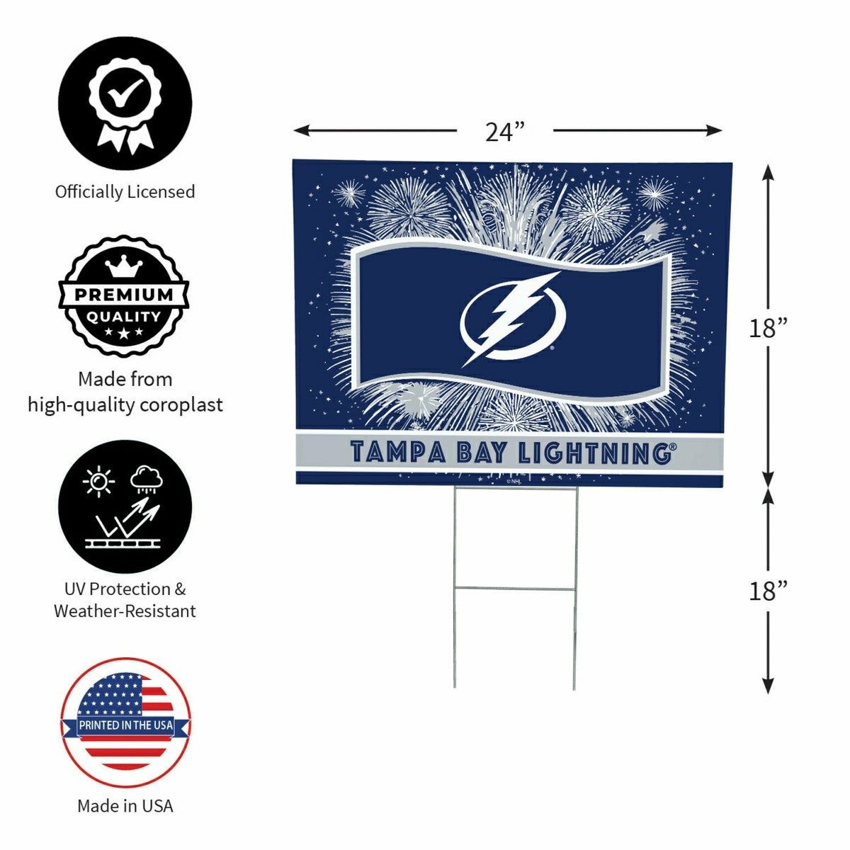 Tampa Bay Lightning Yard Sign, Patriotic - NHL Home
