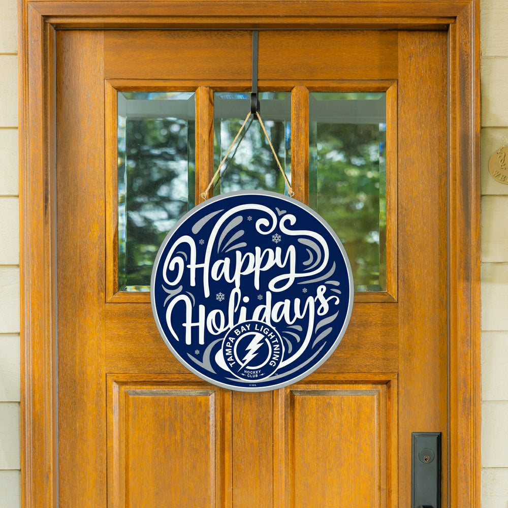 Tampa Bay Lightning Holiday Round Door Décor with Hanging Rope, 18x18 - NHL Home