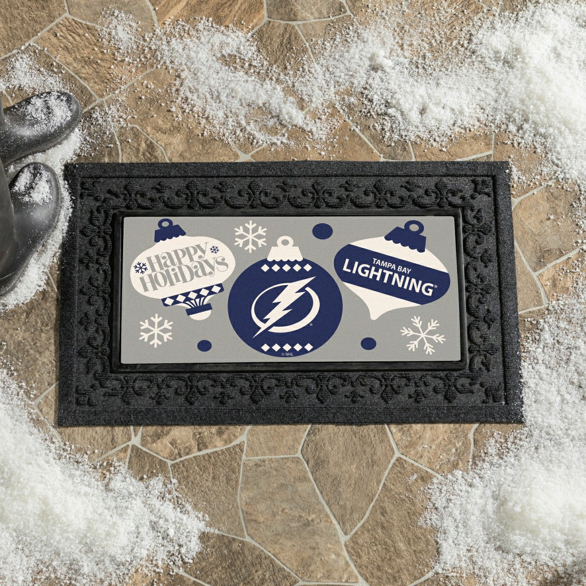Tampa Bay Lightning Holiday Flocked Coir Sassafras Switch Mat, 22"x10" - NHL