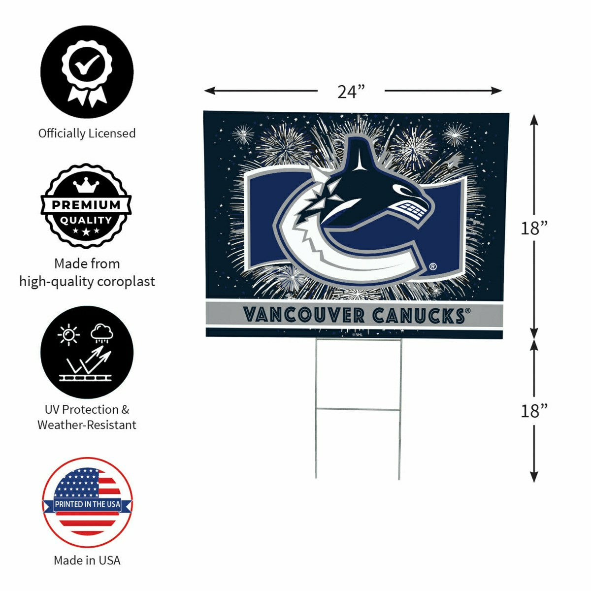 Vancouver Canucks Yard Sign, Patriotic - NHL Home
