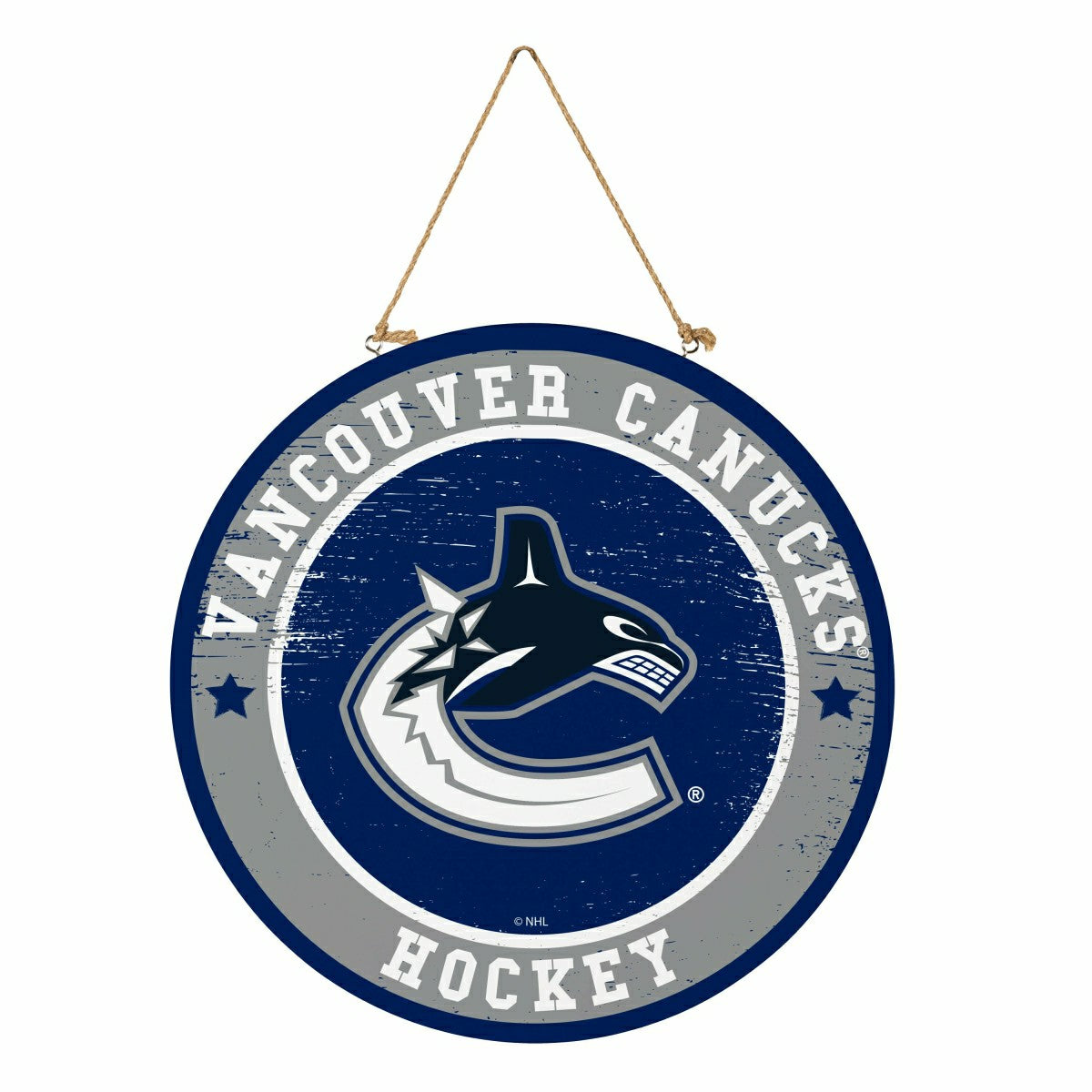 Vancouver Canucks Round Door Décor with Hanging Rope, 18x18 - NHL Home