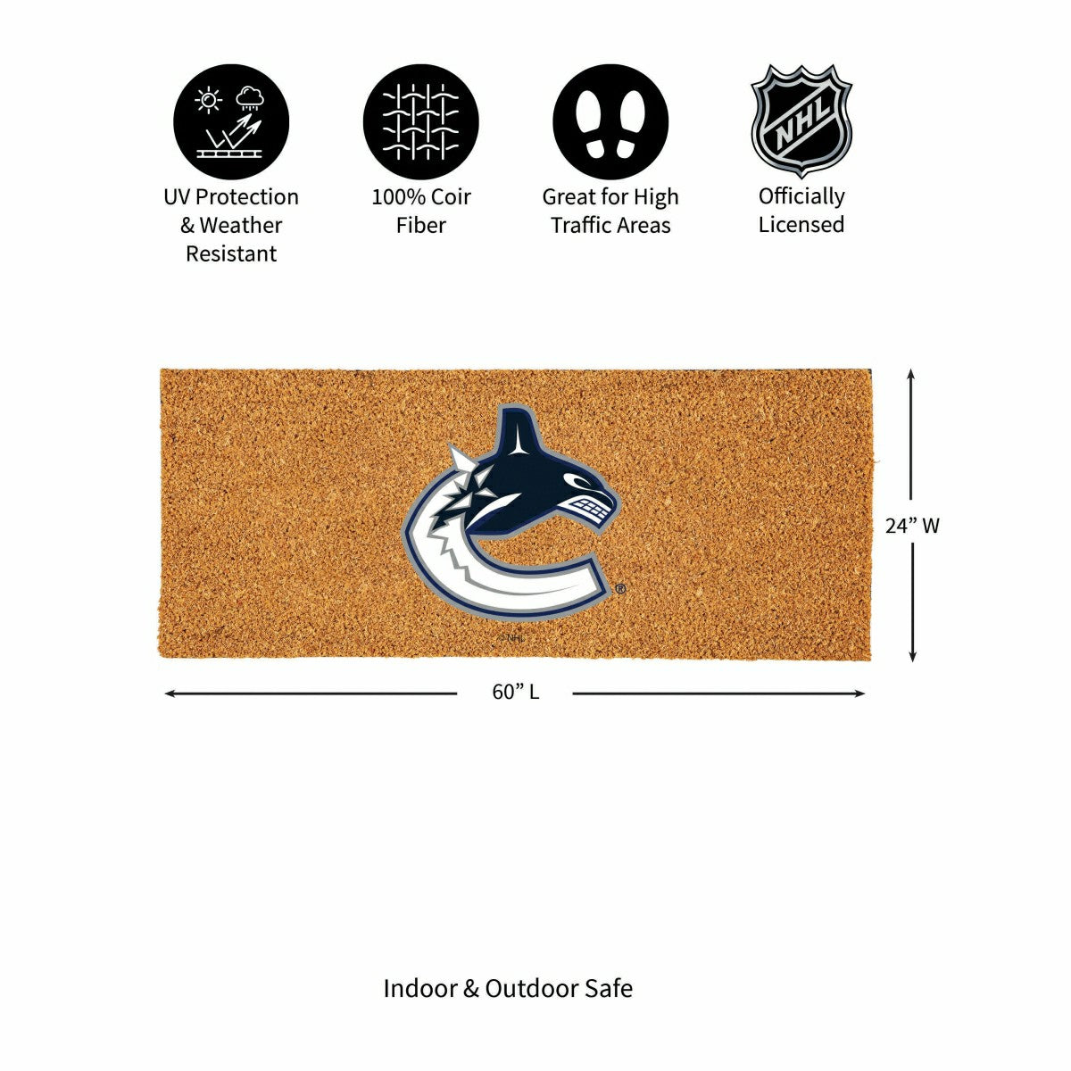 Vancouver Canucks Extra Large Full Color Coir Mat, 60"x24" - NHL