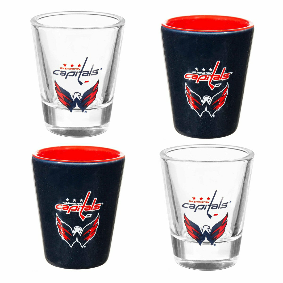 Washington Capitals 4-Piece Ceramic and Glass 2oz. Shot Glass Set - NHL Home
