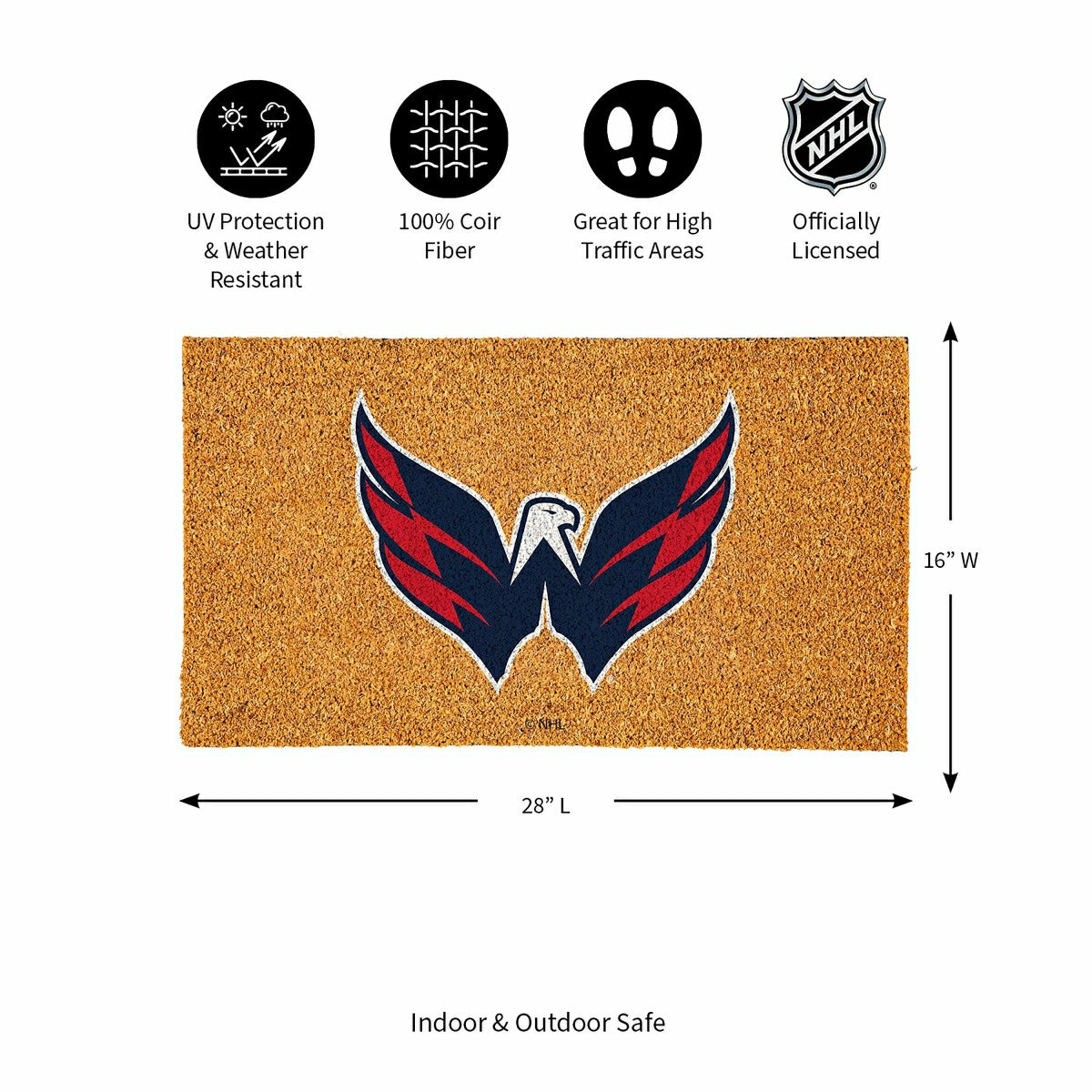 Coir Mat, 16"x28", Washington Capitals - NHL