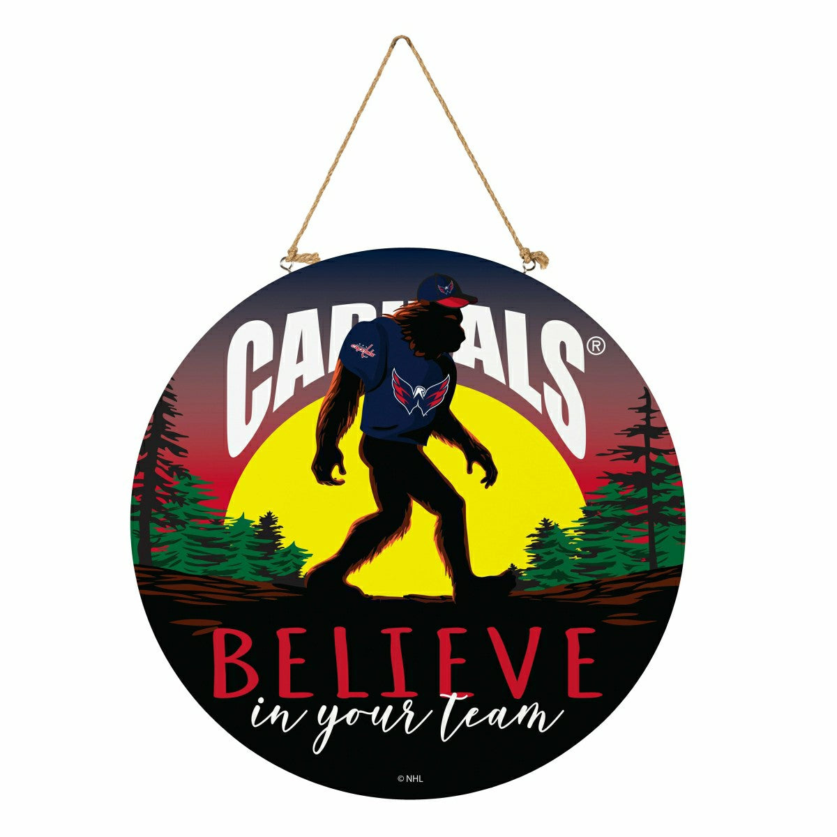 Washington Capitals Bigfoot Round Door Décor with Hanging Rope, 18x18 - NHL Home