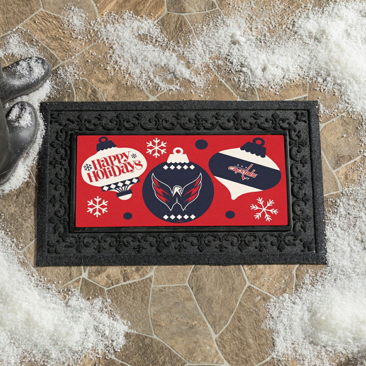 Washington Capitals Holiday Flocked Coir Sassafras Switch Mat, 22"x10" - NHL