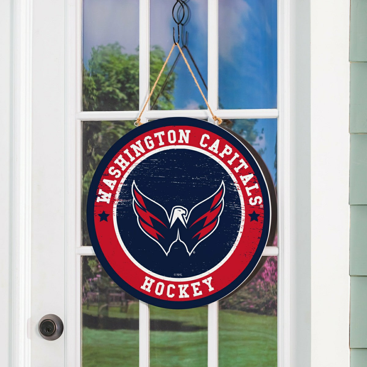 Washington Capitals Round Door Décor with Hanging Rope, 18x18 - NHL Home
