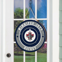 Winnipeg Jets Round Door Décor with Hanging Rope, 18x18 - NHL Home