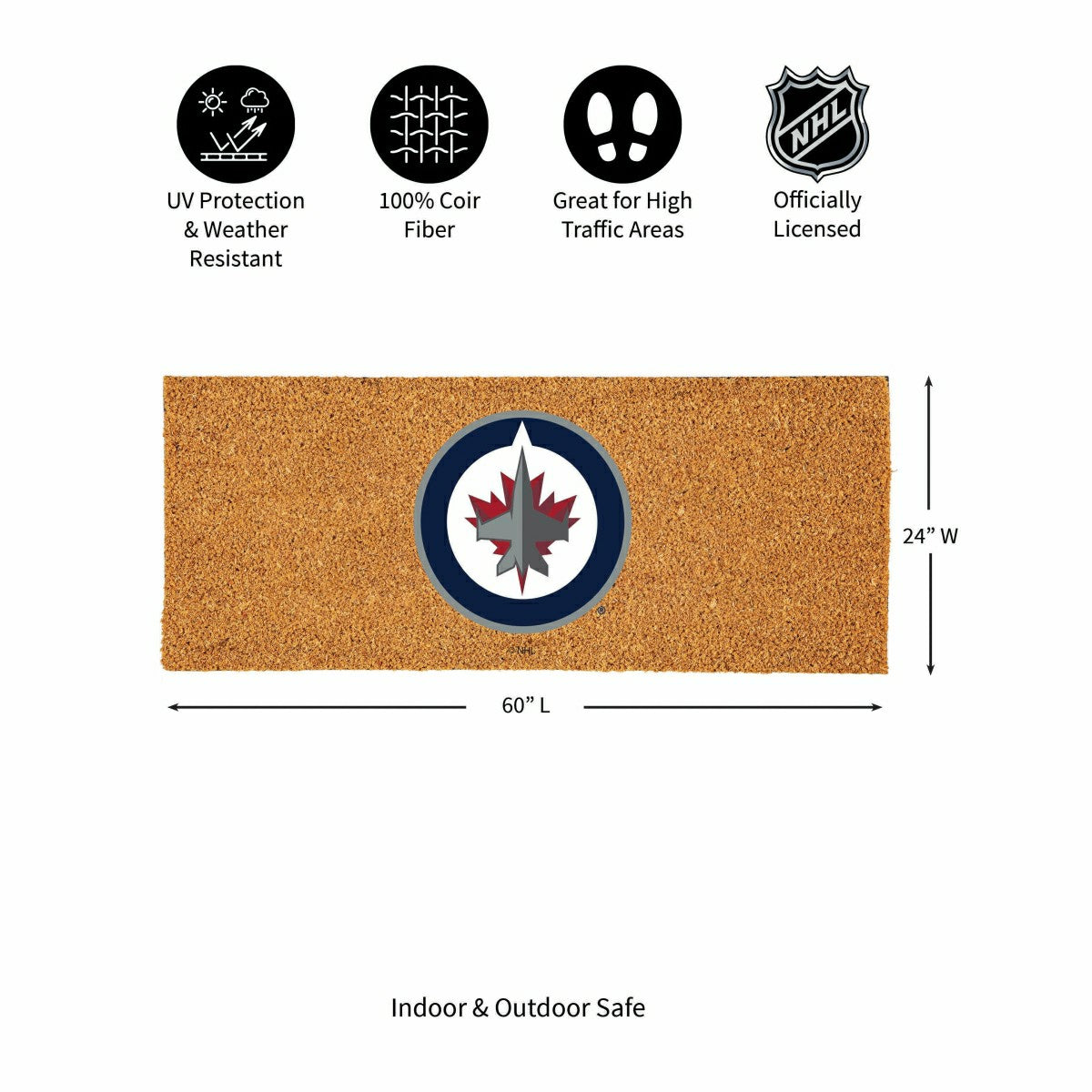 Winnipeg Jets Extra Large Full Color Coir Mat, 60"x24" - NHL