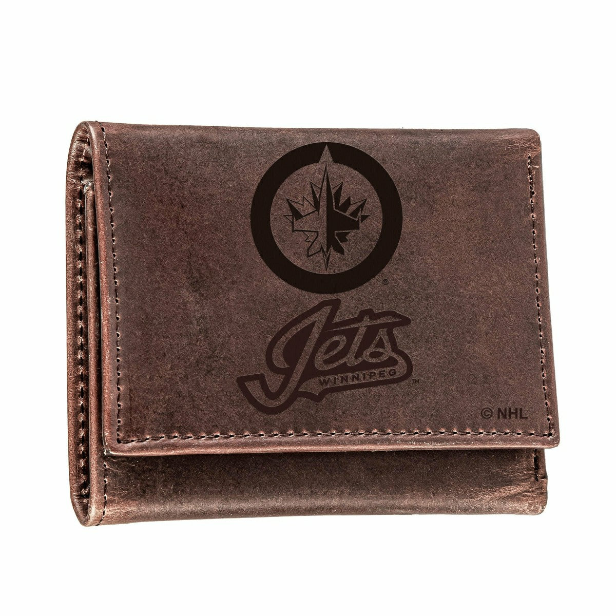 Winnipeg Jets, Tri-Fold Wallet, Brown, CH, 100% Genuine Leather - NHL Home