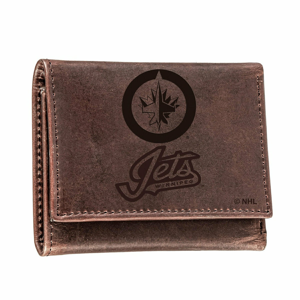Winnipeg Jets, Tri-Fold Wallet, Brown, CH, 100% Genuine Leather - NHL Home