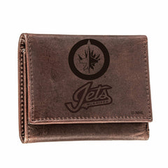 Winnipeg Jets, Tri-Fold Wallet, Brown, CH, 100% Genuine Leather - NHL Home