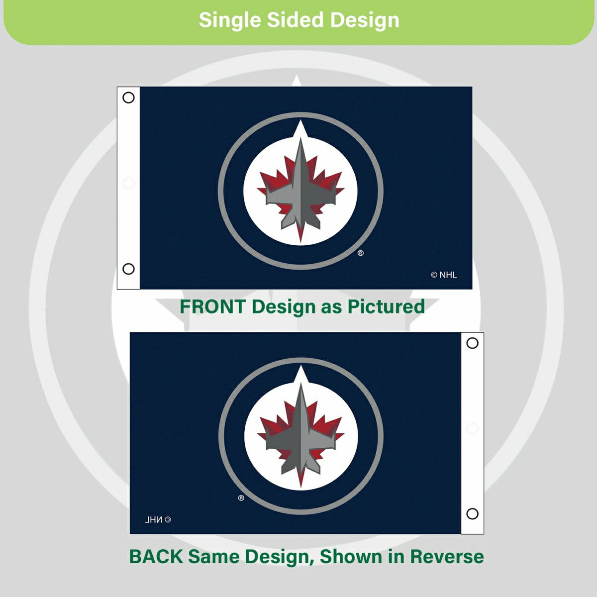 Winnipeg Jets Single Sided Flag w/ 2 Grommets, 3'x5' - NHL Home