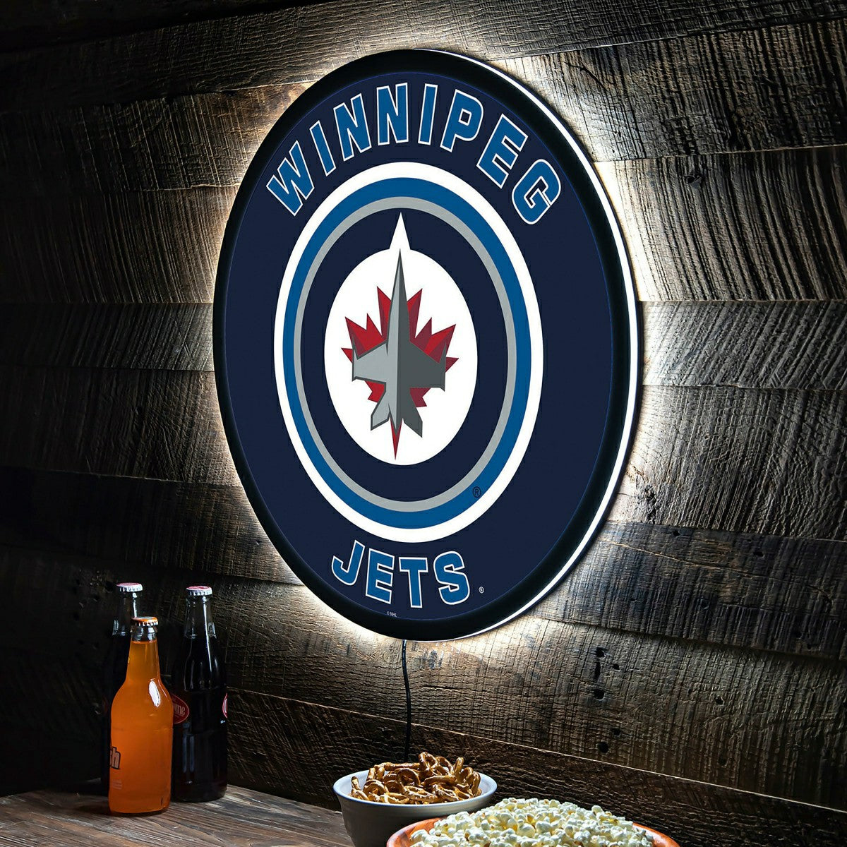 LED Wall Decor, Round, Winnipeg Jets - NHL Home