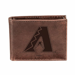 Arizona Diamondbacks Bi-Fold Wallet Brown 100% Genuine Leather - MLB Home