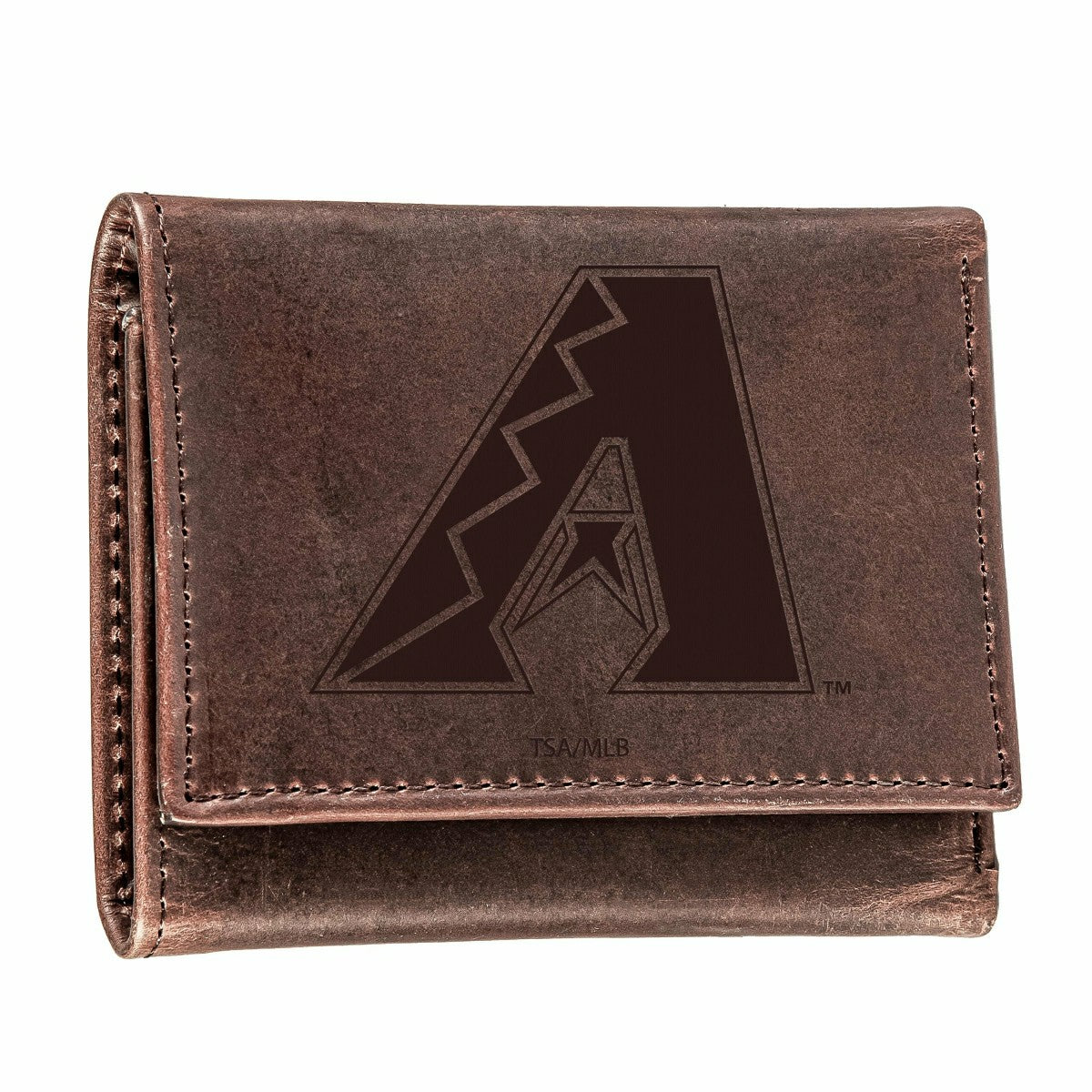 Arizona Diamondbacks Tri-Fold Wallet Brown 100% Genuine Leather - MLB Home
